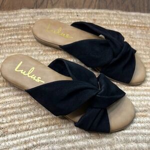 LULUS Santana Black Suede Slide Sandals Size 5.5